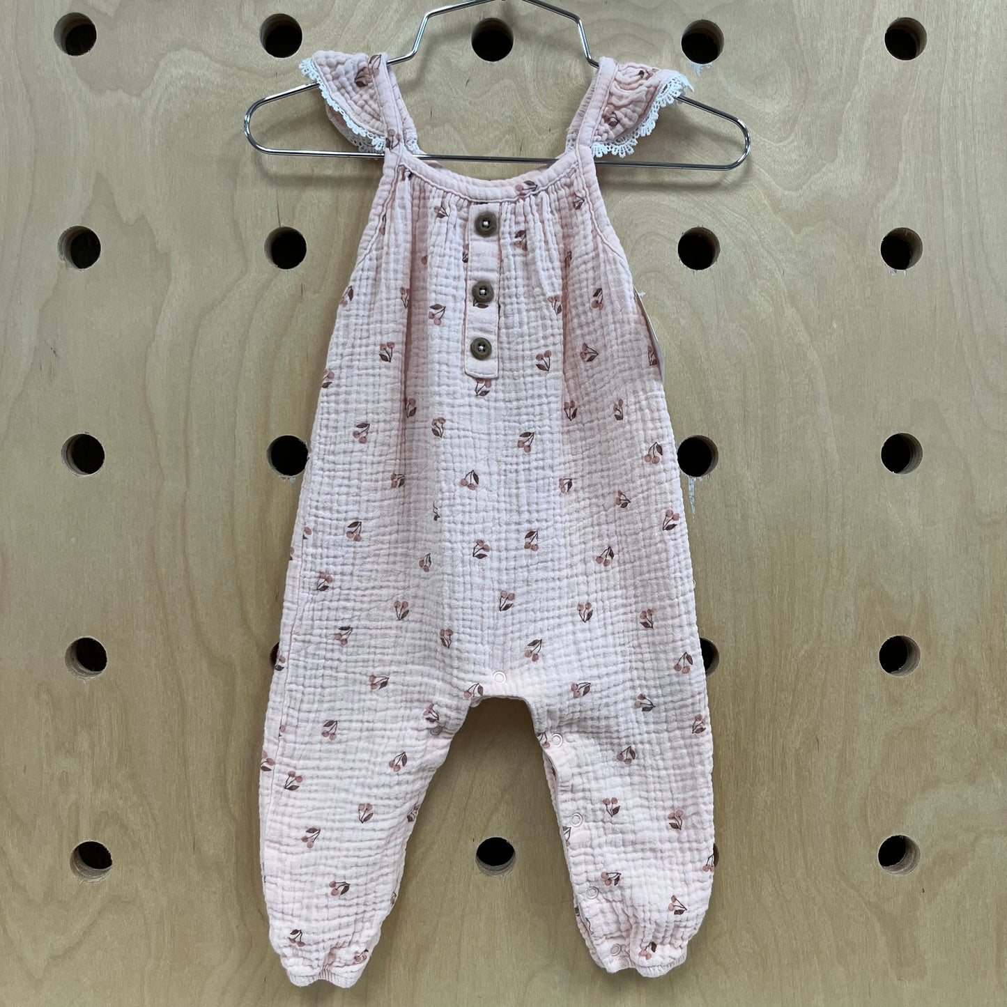 Pink Floral Muslin Romper