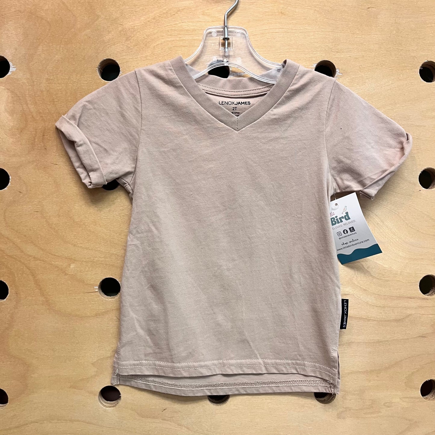 Tan Cotton V-Neck Tee