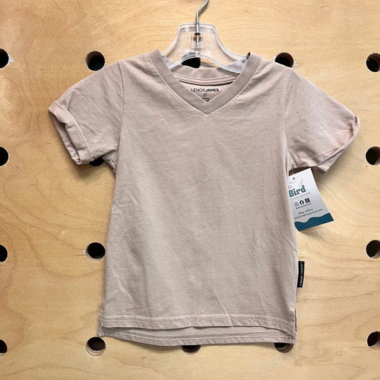 Tan Cotton V-Neck Tee