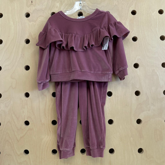 Mauve Velour Ruffle Outfit