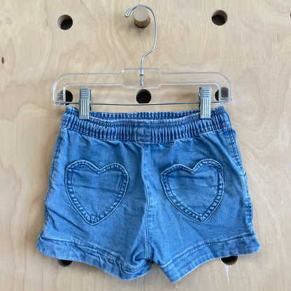 Denim Heart Pocket Shorts
