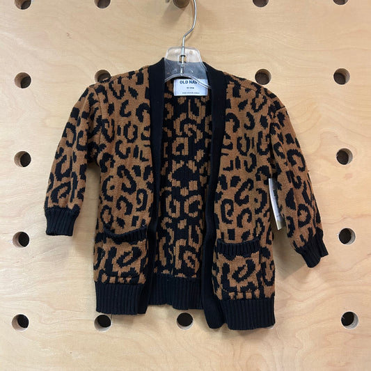 Brown/Black Animal Print Open Cardigan