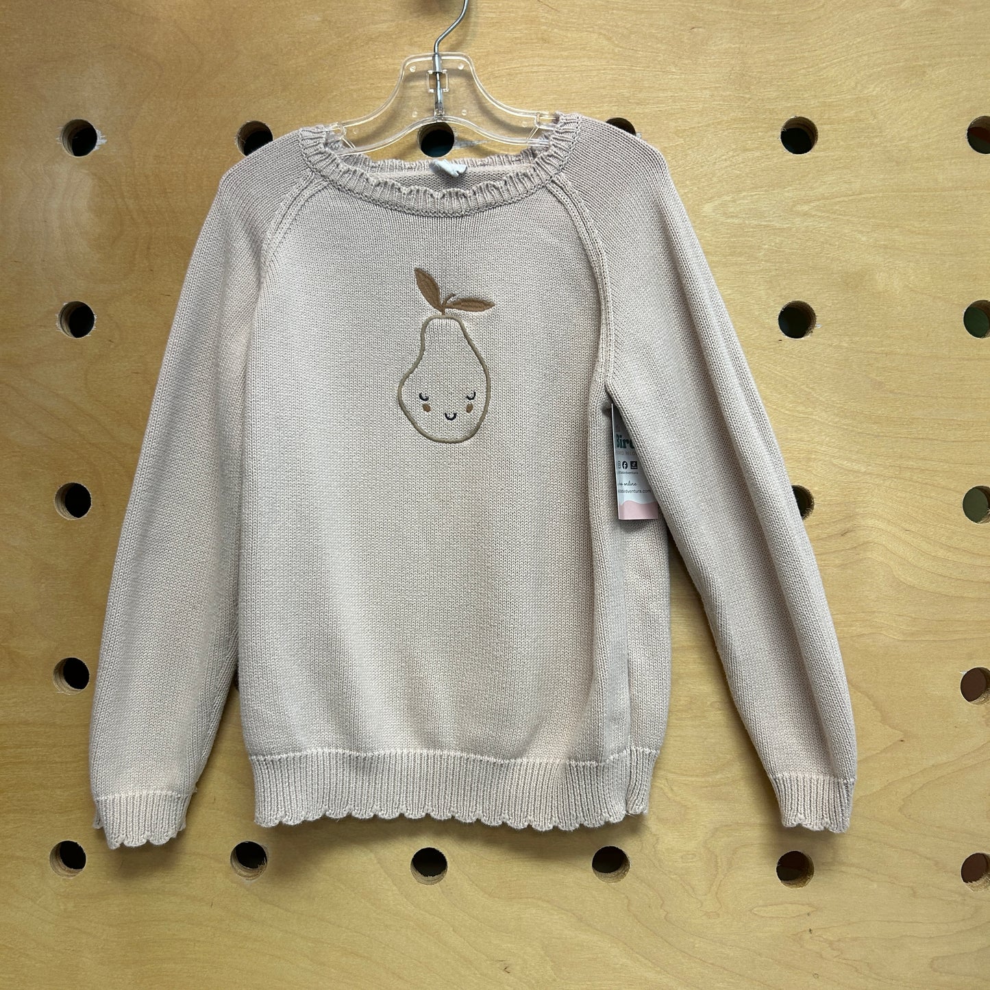 Pink Embroidered Happy Pear Sweater