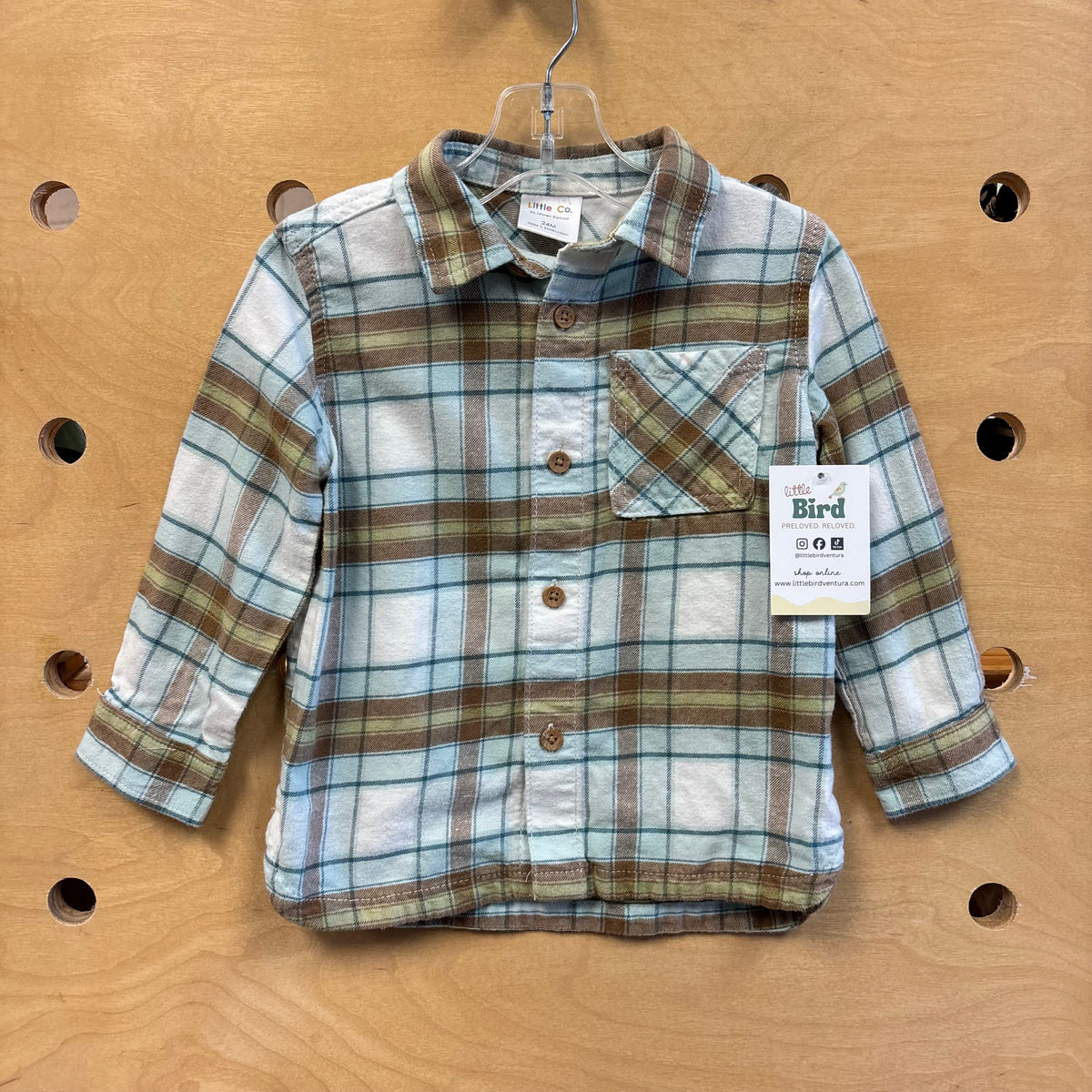 Aqua/Brown Plaid Flannel