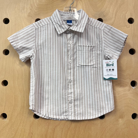 Tan Striped Cotton Button Up