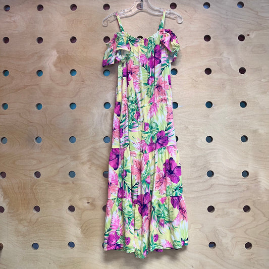 Yellow/Pink Hibiscus Tank Dress