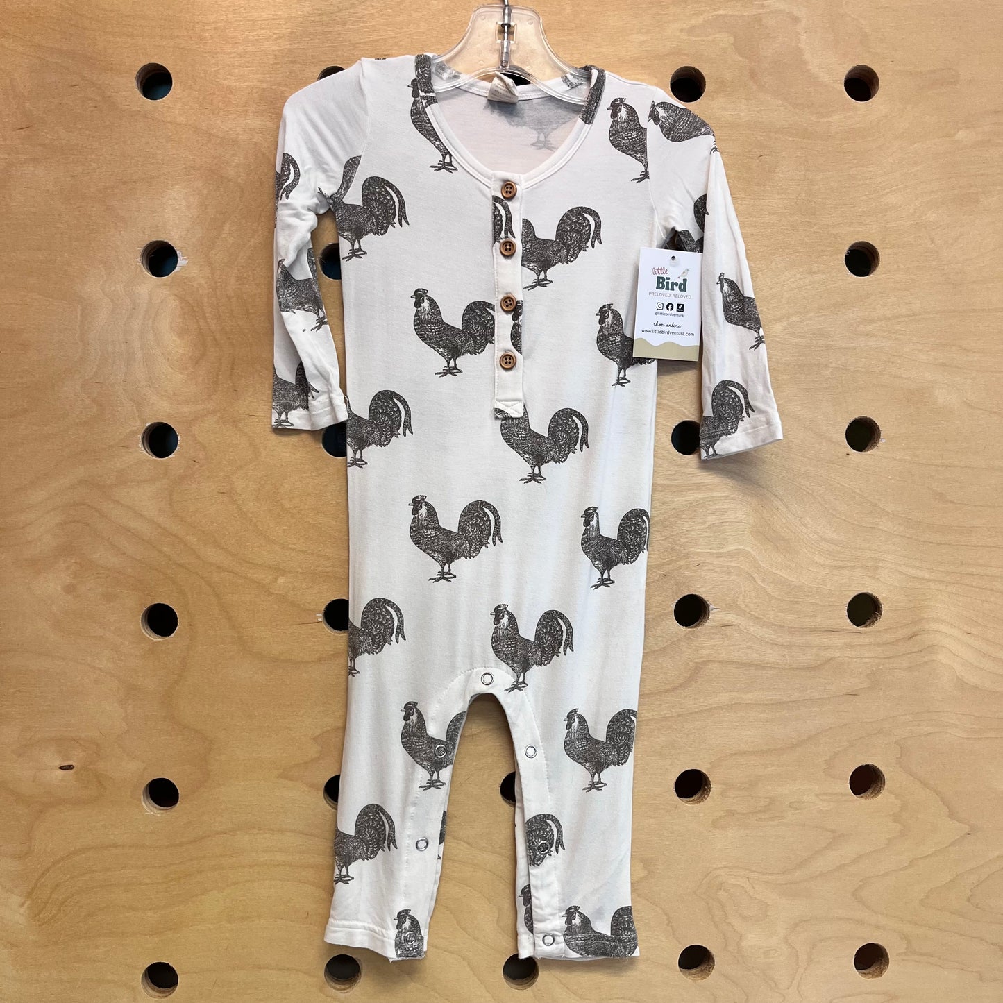 White Bamboo Roosters Romper