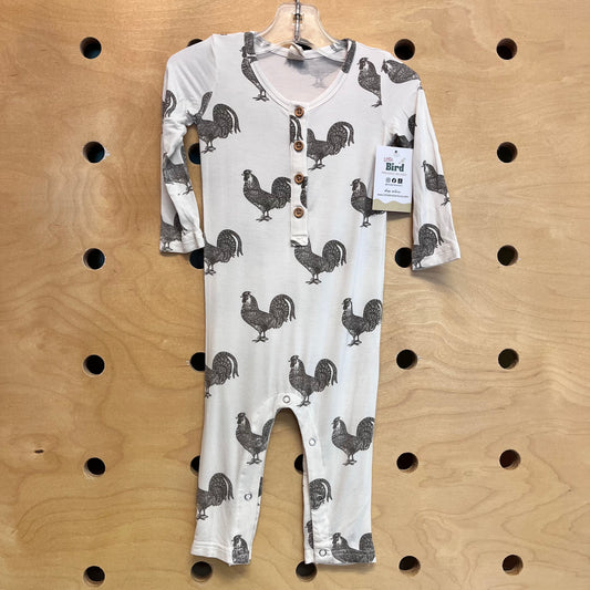 White Bamboo Roosters Romper