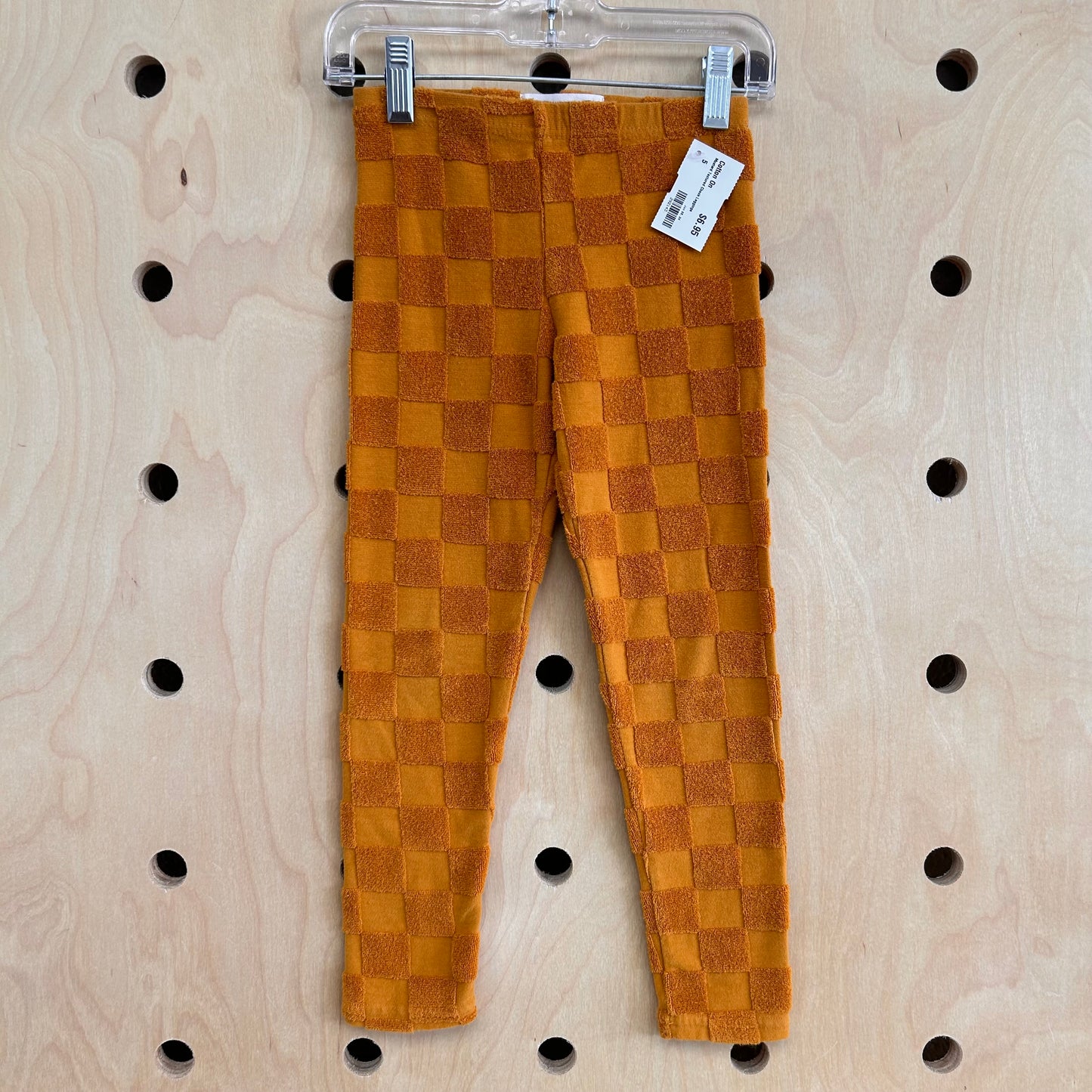 Mustard Textured Check Leggings