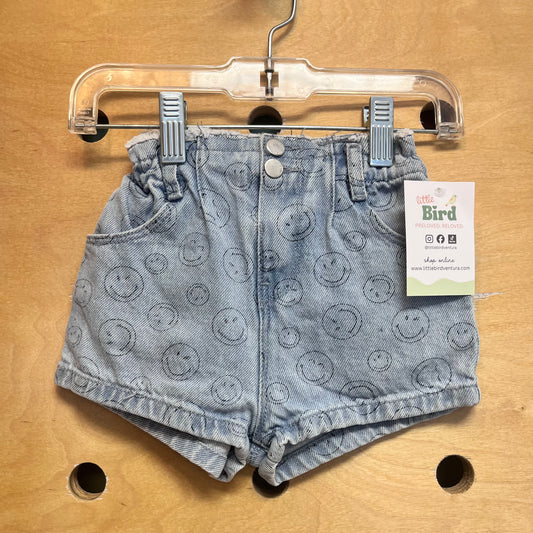 Denim Smiley Face Shorts