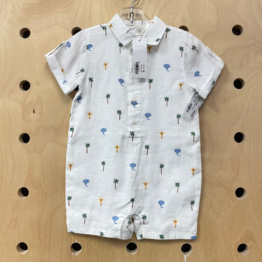 White Cotton Safari Romper NEW!