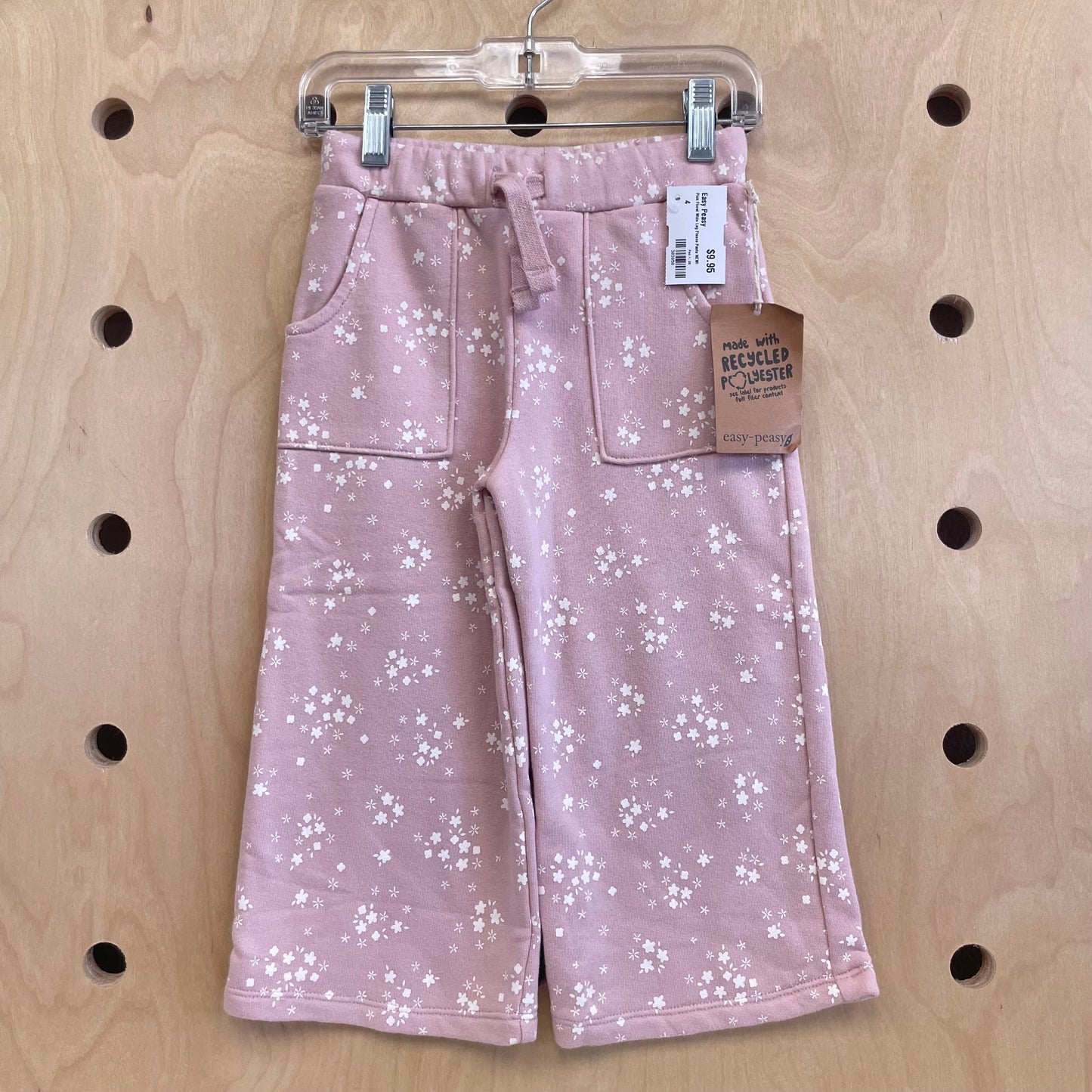 Pink Floral Wide Leg Fleece Pants NEW!