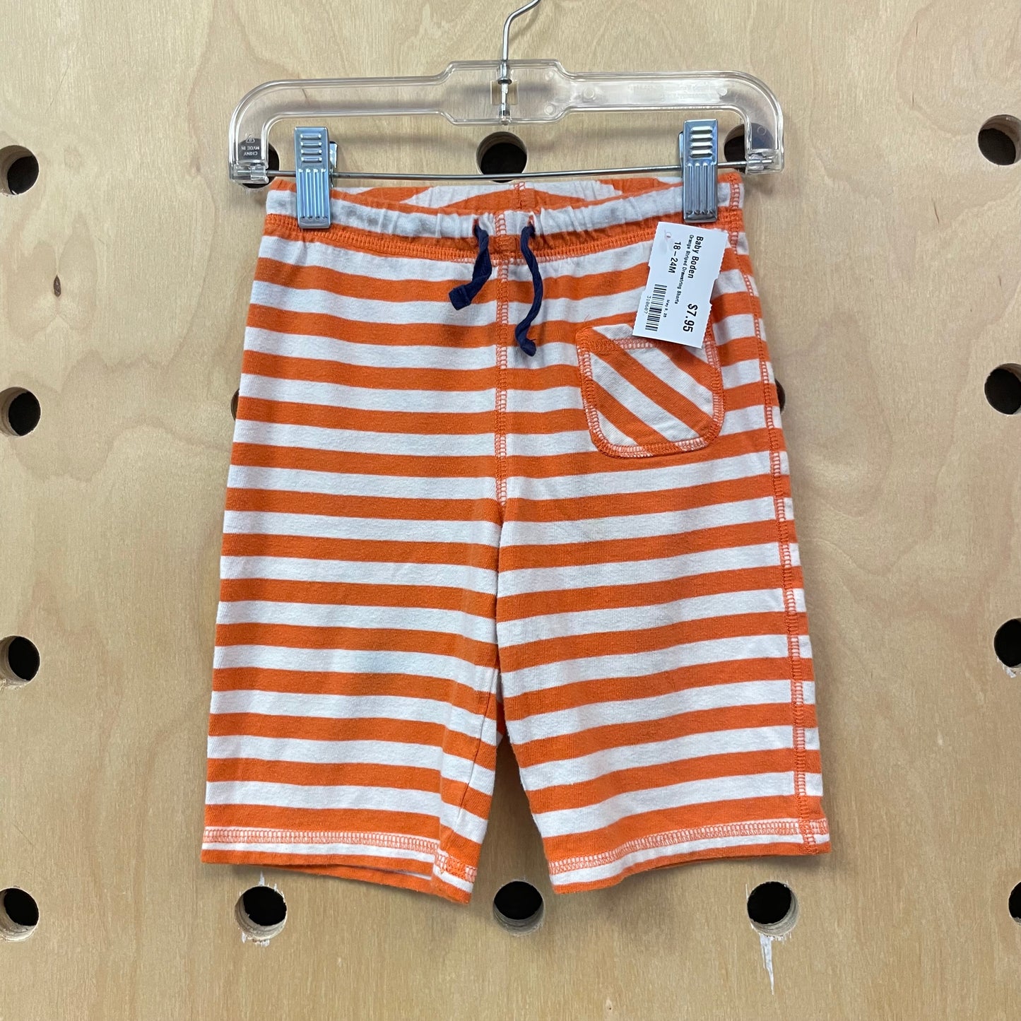 Orange Striped Drawstring Shorts