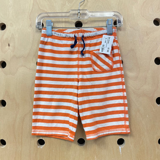 Orange Striped Drawstring Shorts