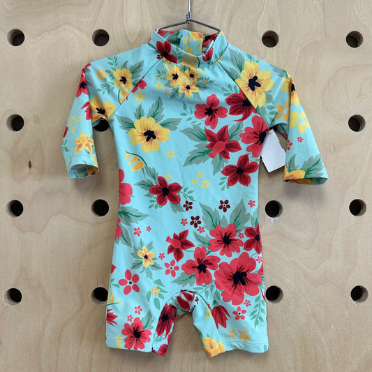 Tropical Floral Rashguard Swimsuit