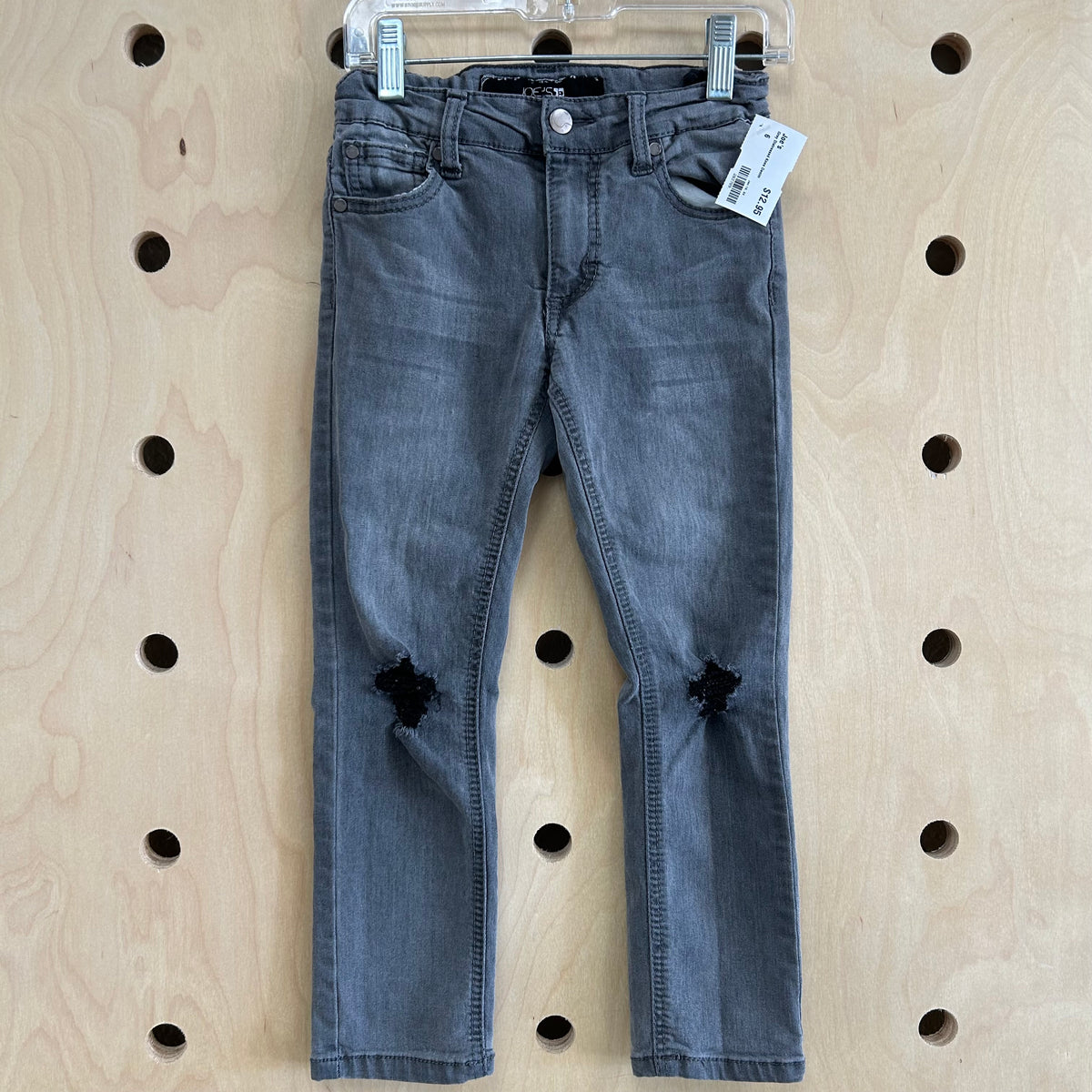 Grey Distressed Knee Denim