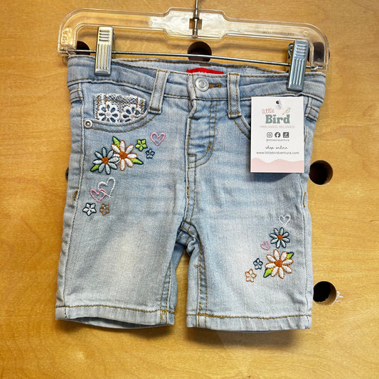 Embroidered Denim Shorts