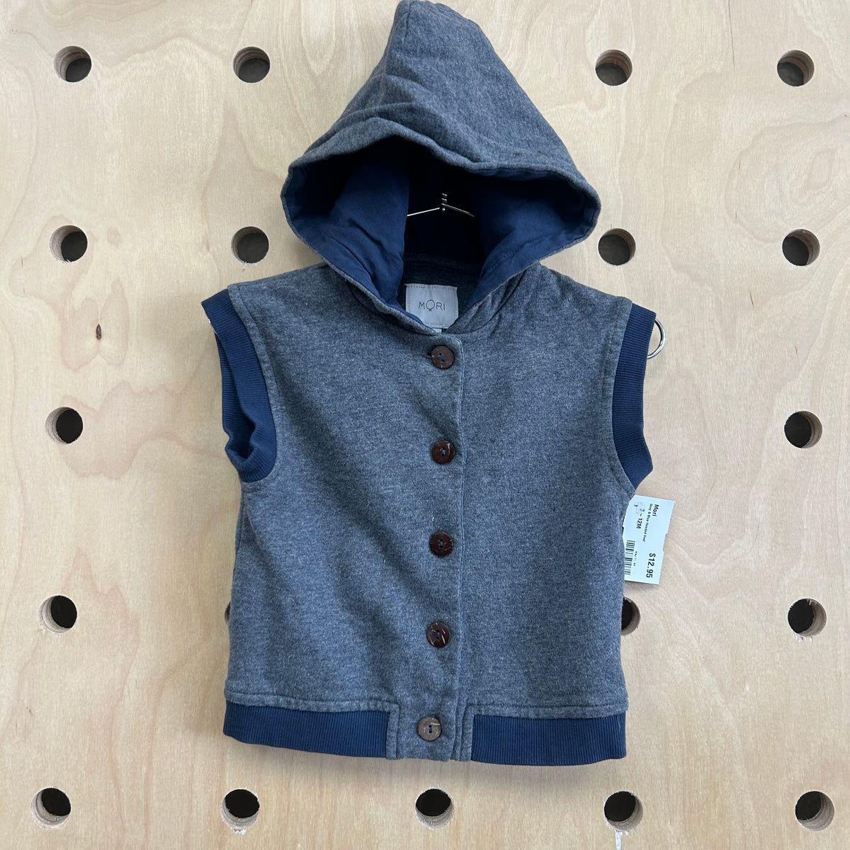 Grey & Blue Hooded Vest