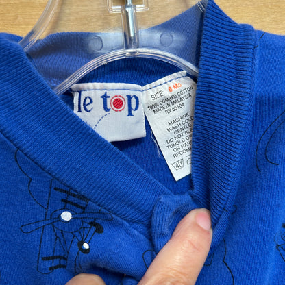 Le Top Blue Cotton Airplanes Bubble Romper