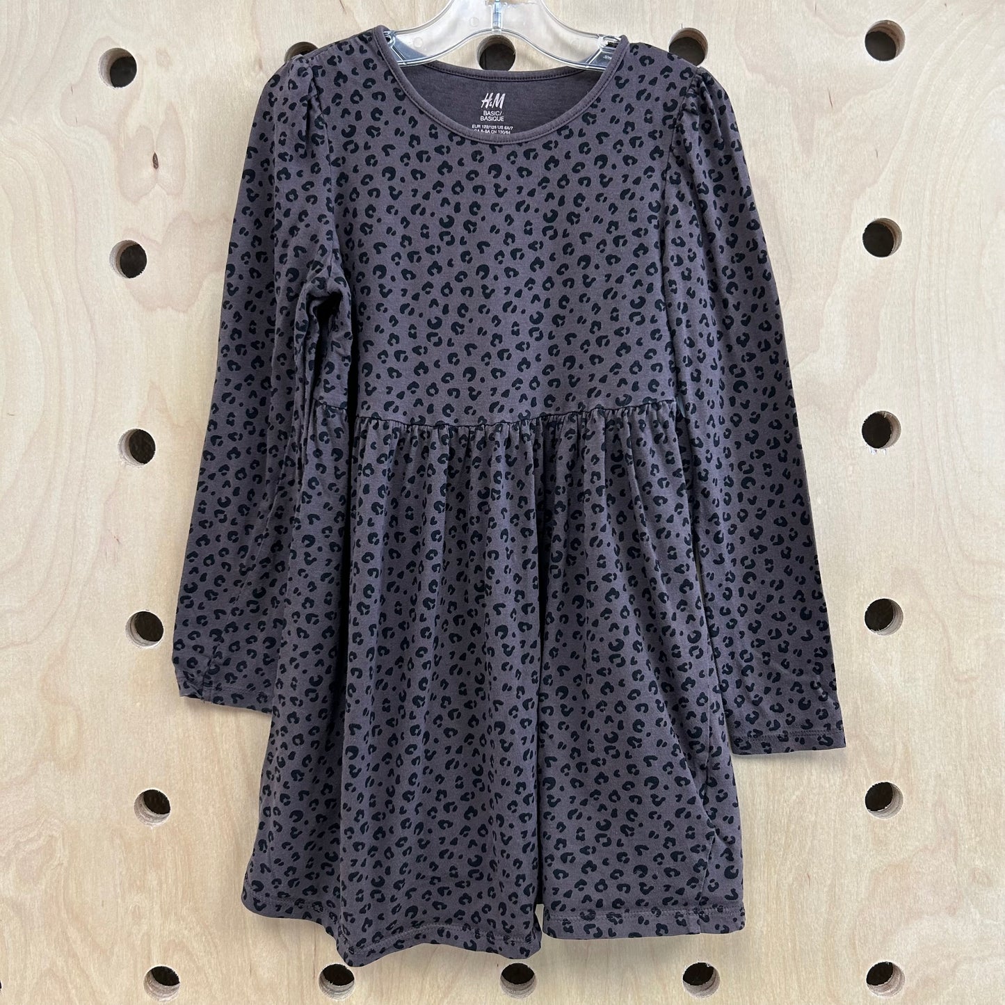 Brown LS Leopard Dress