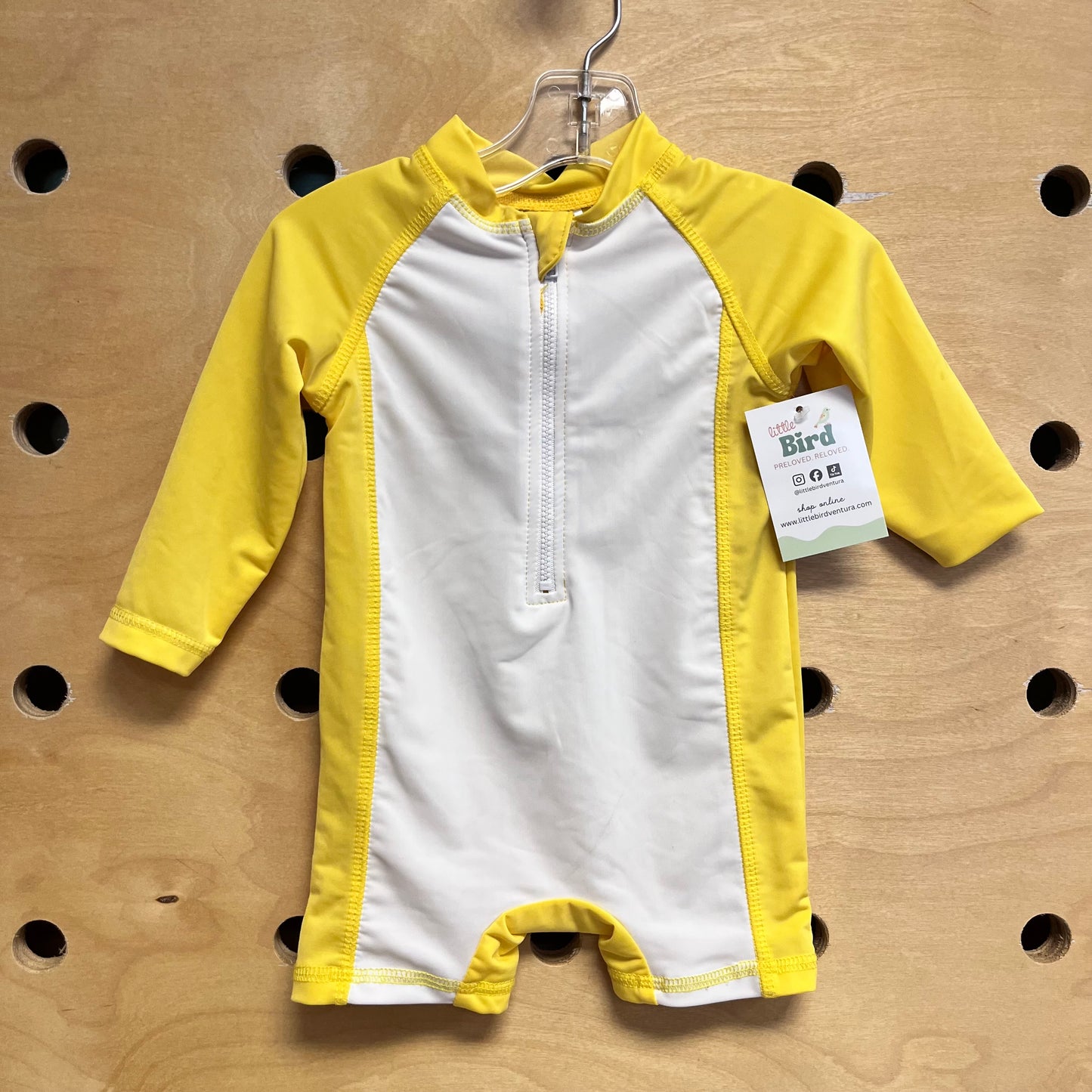 Yellow & White Rash Guard Swimsuit