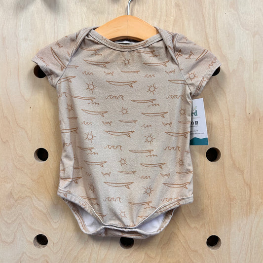 Beige Surfboards/Waves Bodysuit