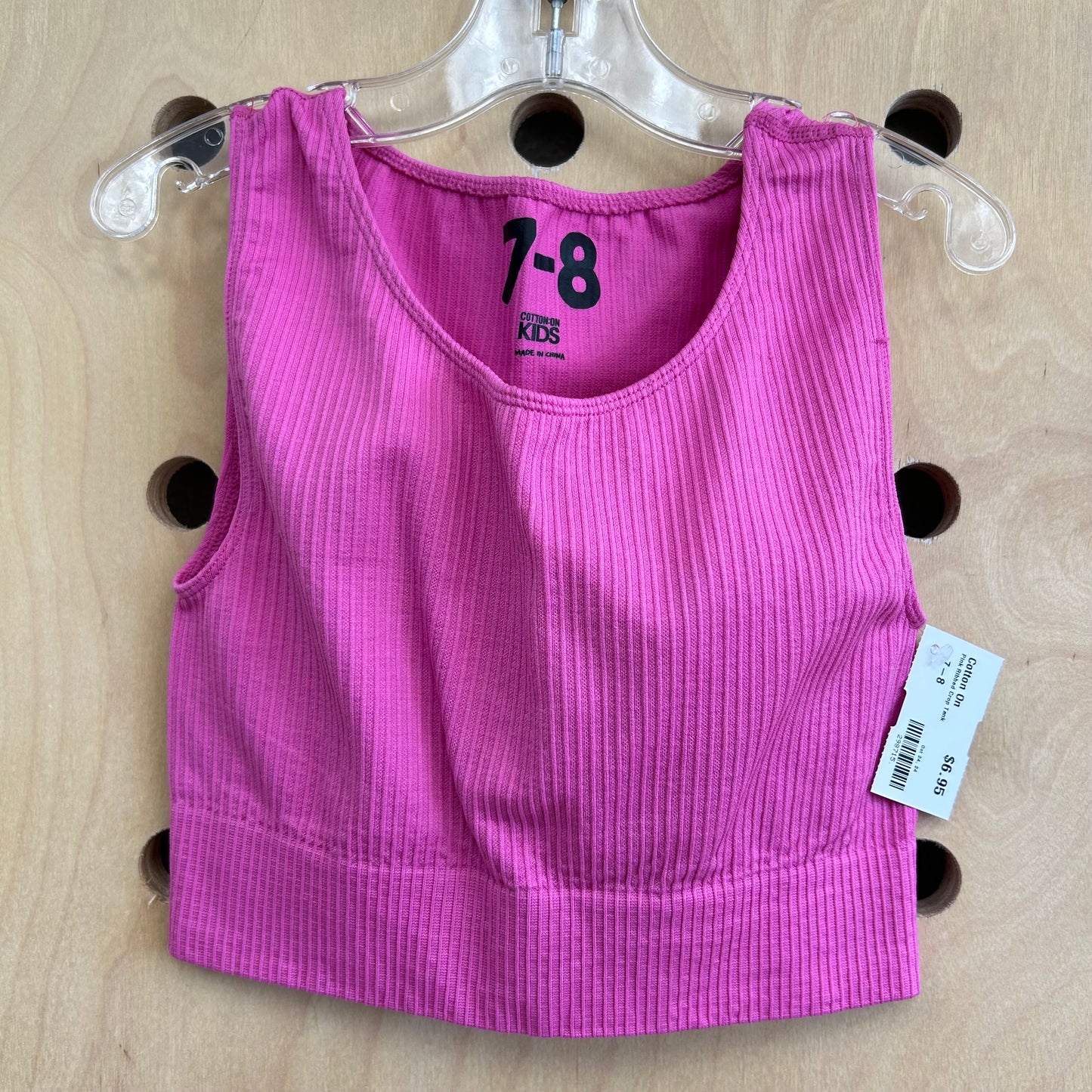 Pink Ribbed Crop Tank