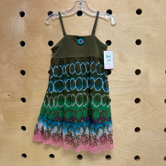 Green/Multicolor Tulle Tank Dress