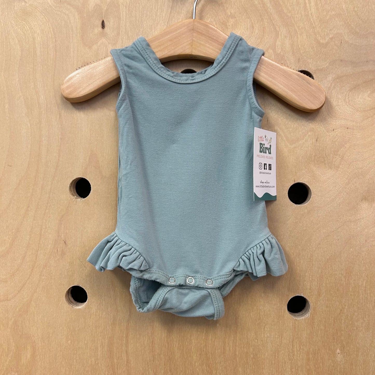 Blue Bamboo Ruffle Bodysuit