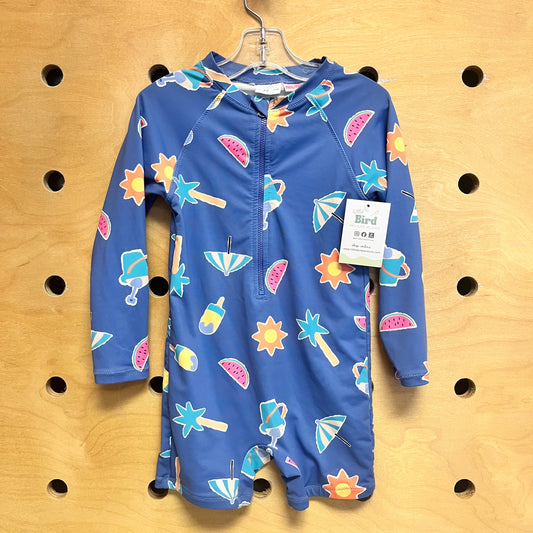 Blue Beach Rash Guard Swimsuit