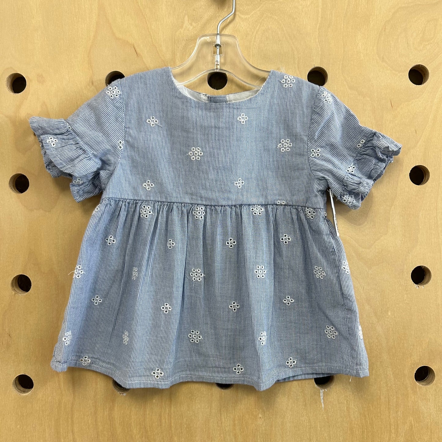 Blue Striped Eyelet Top