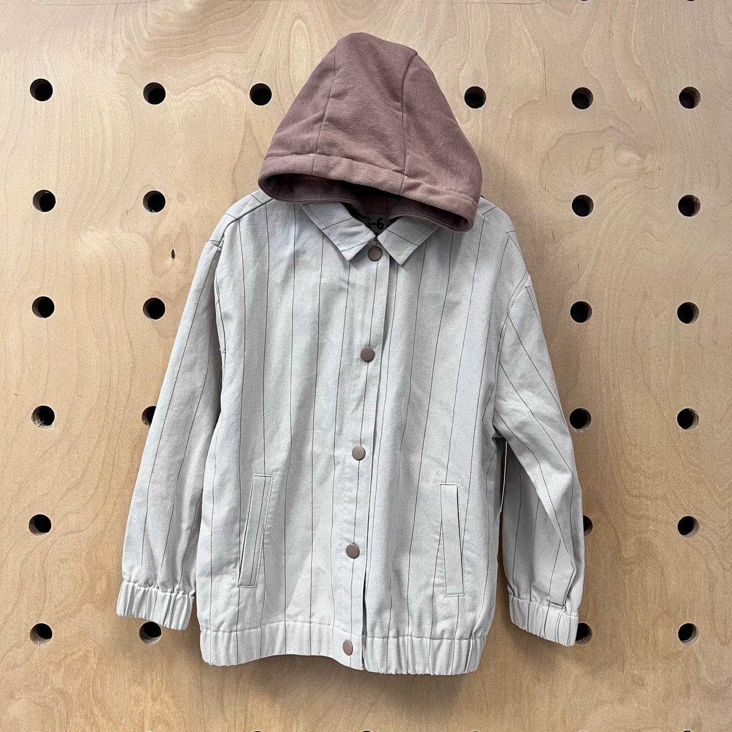 Tan/Brown Striped Button Hoodie