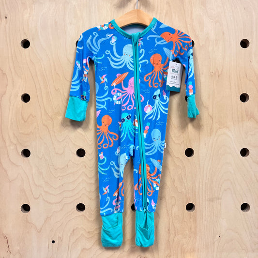 Blue Beachy Octopi Bamboo Zippy