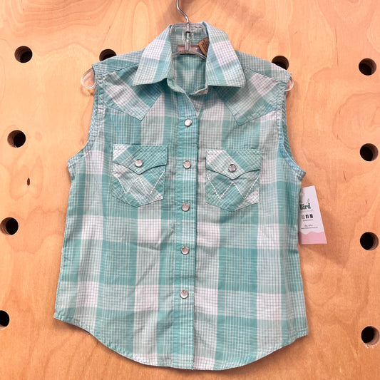 Teal Snap Western Tank