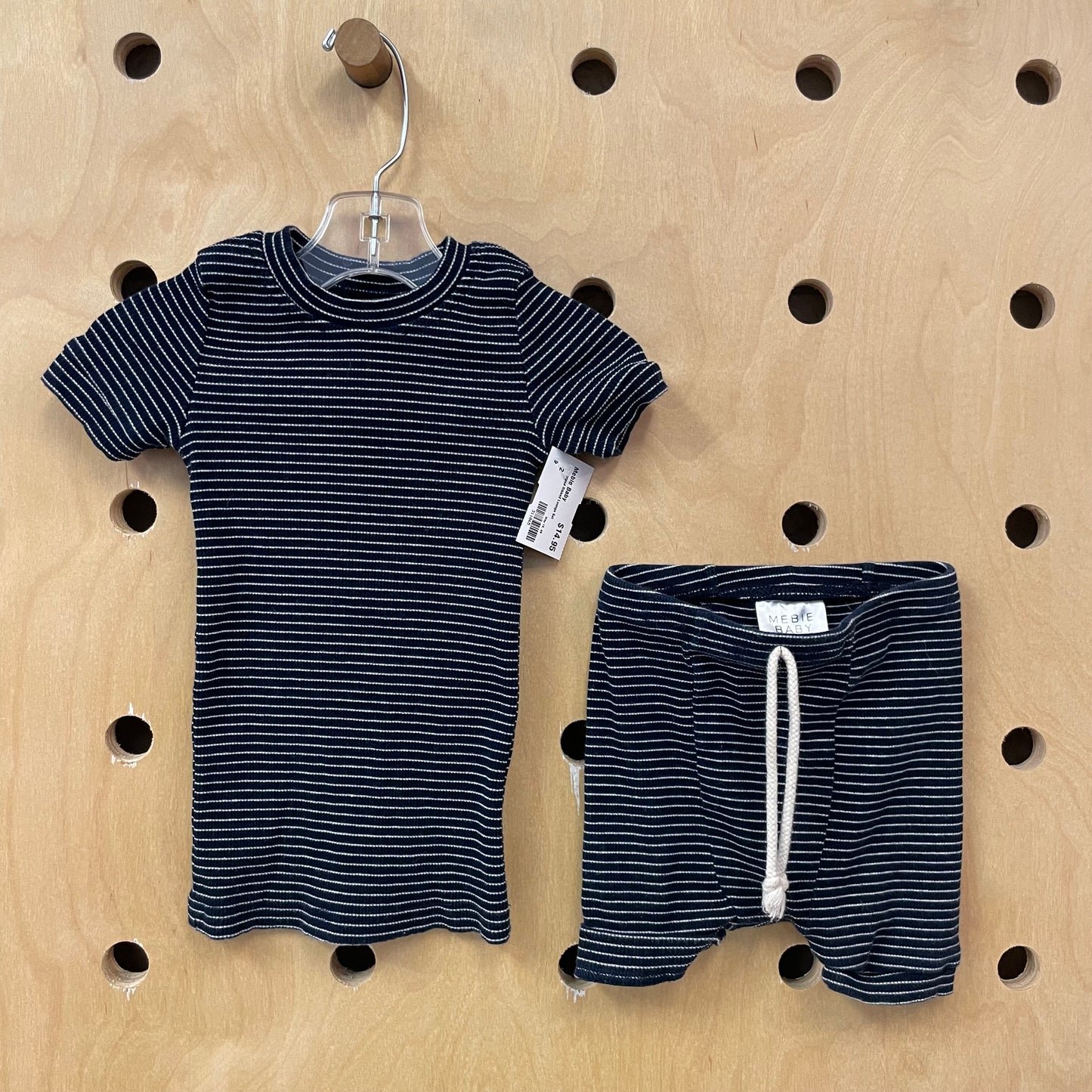 Blue Striped Ribbed Lounge Set