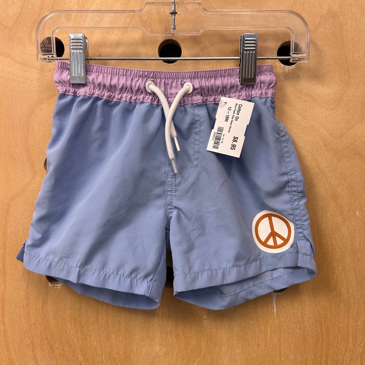 Blue Peace Sign Swim Shorts