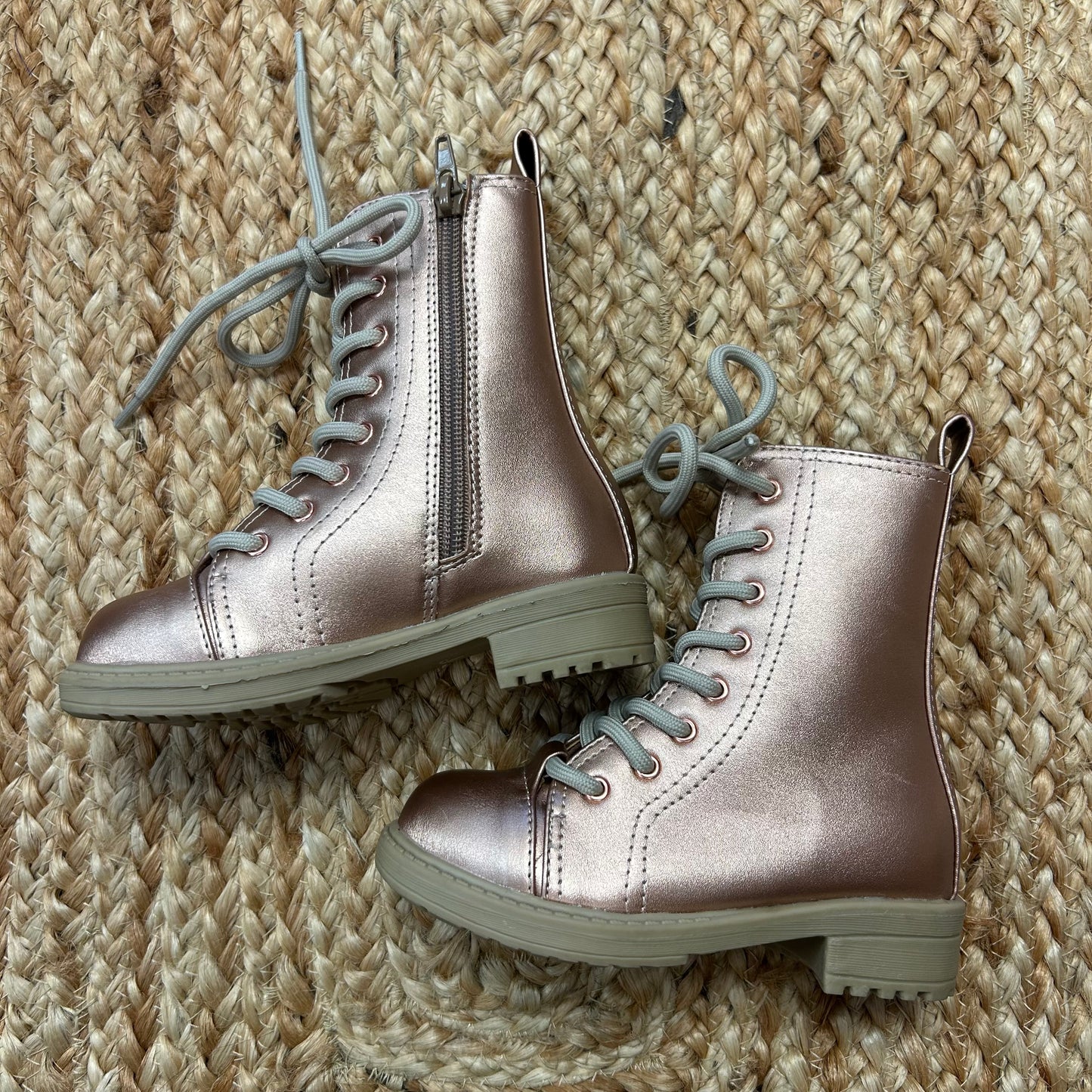 Pink Metallic Combat Boots