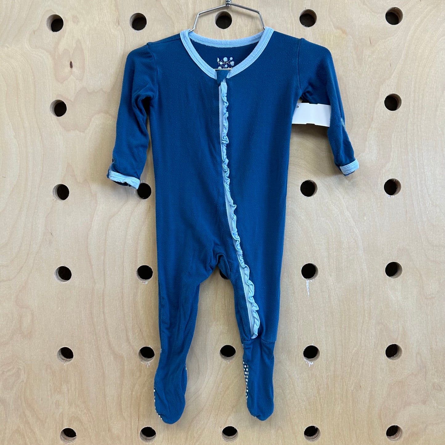 Blue Ruffle Butt Zip Footies