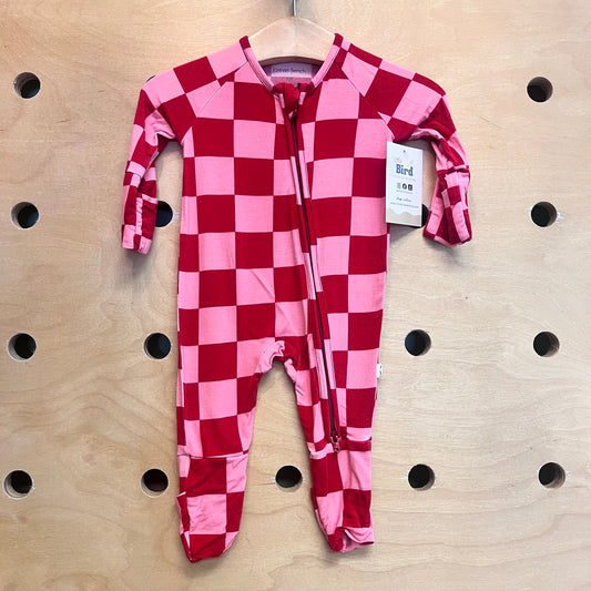 Pink/Red Checkerboard Bamboo Zippy