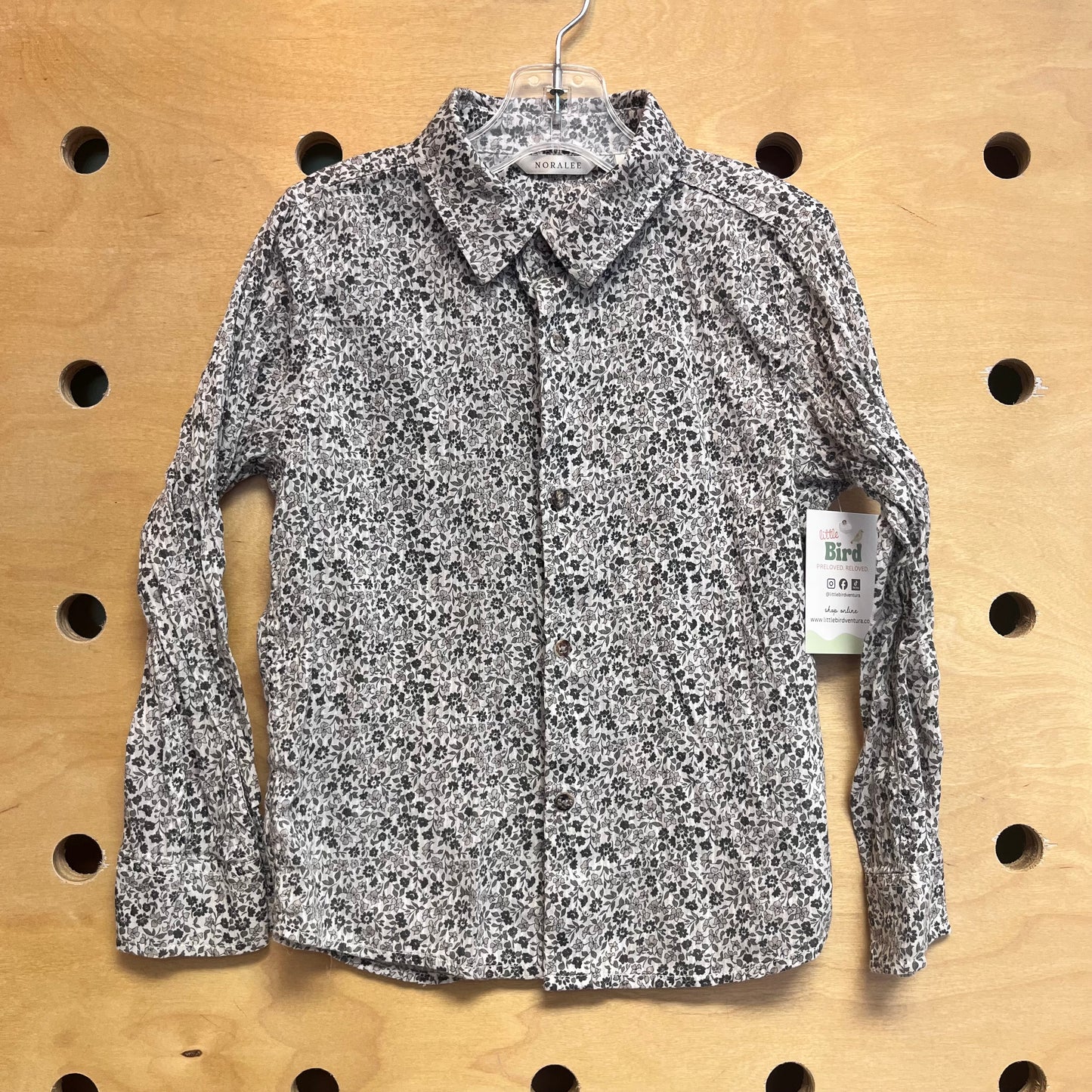Grey Floral Collar Button Up