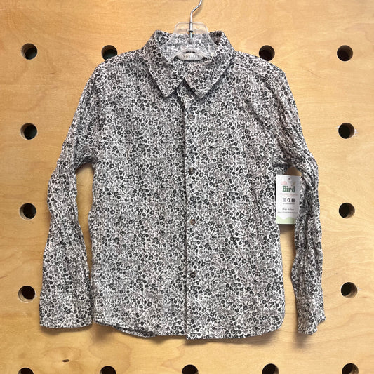 Grey Floral Collar Button Up
