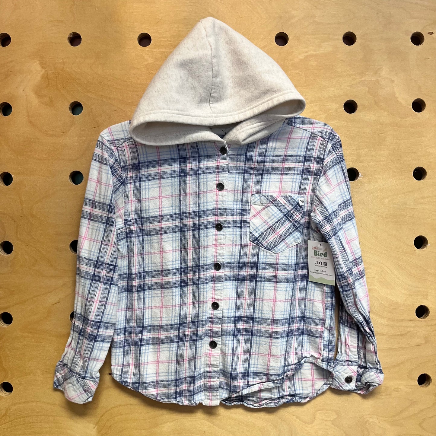 Pink/Blue Hooded Flannel