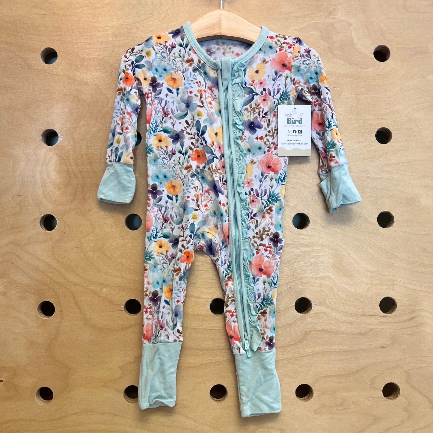 White Floral Ruffle Butt Zippy
