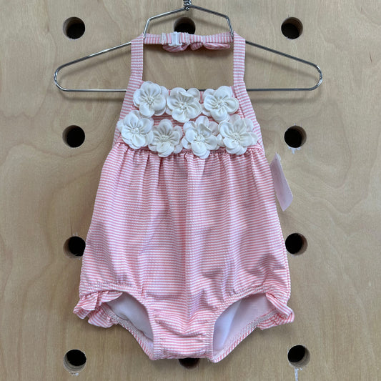 Pink Striped Bubble Swimsuit