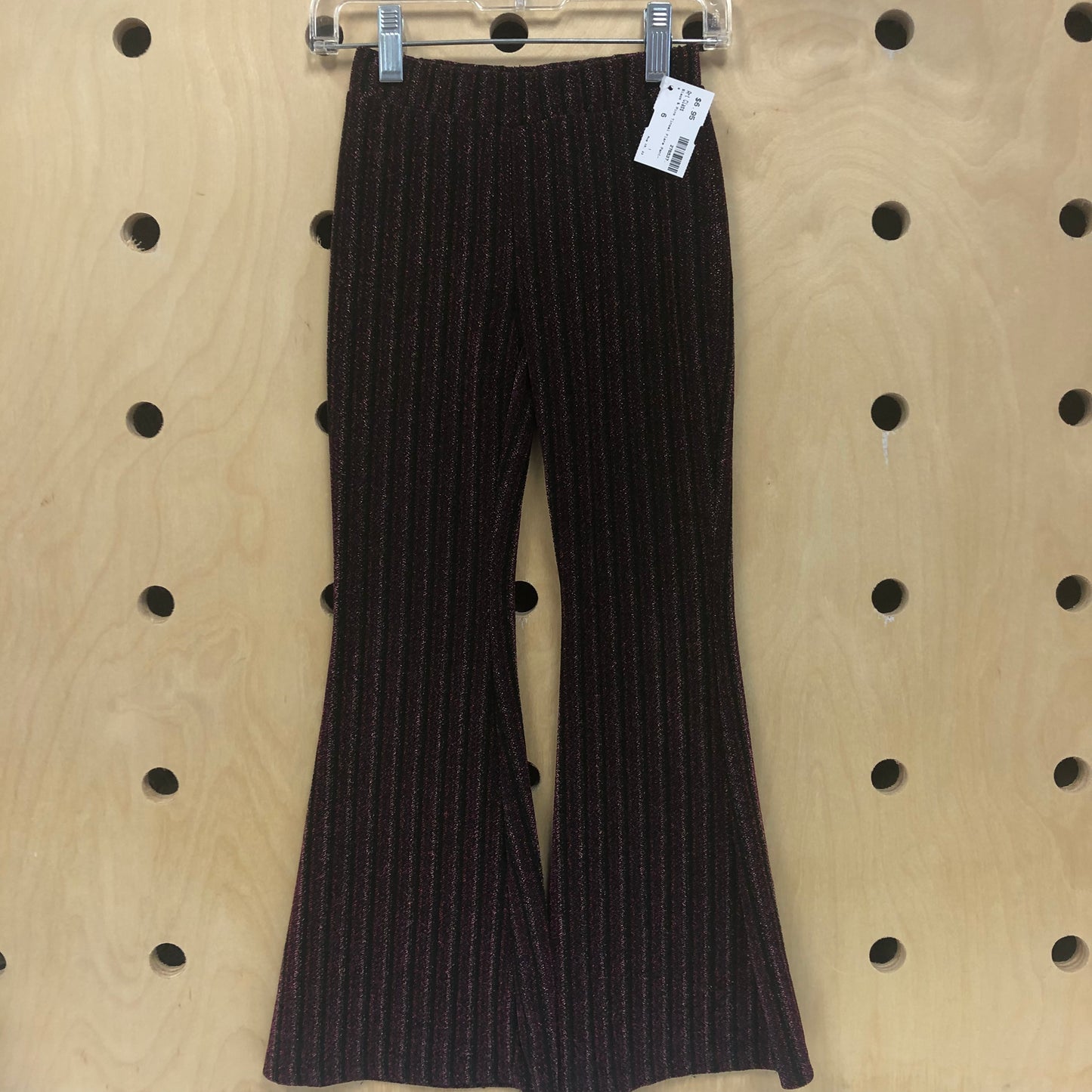 Black & Pink Tinsel Flare Pants