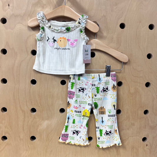 Cream Playful Pastures Ribbed Outfit