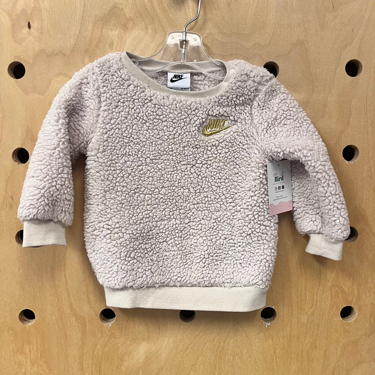 Beige Sherpa Embroidered Logo Pullover
