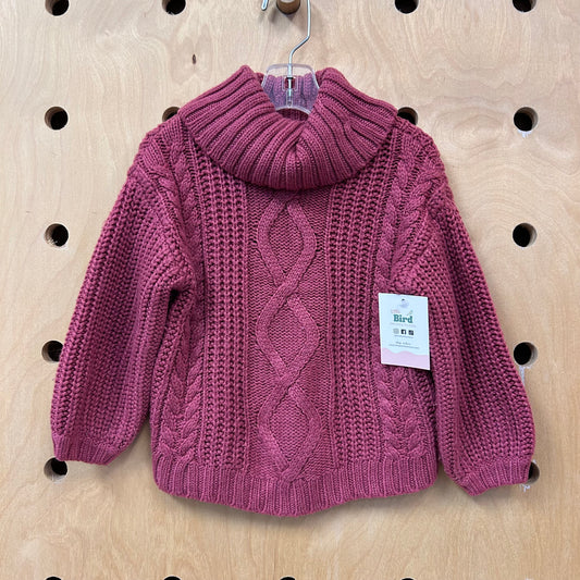 Mauve Cable Knit Turtle Neck Sweater