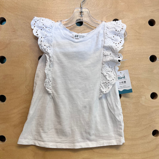 White Eyelet Sleeve Tank