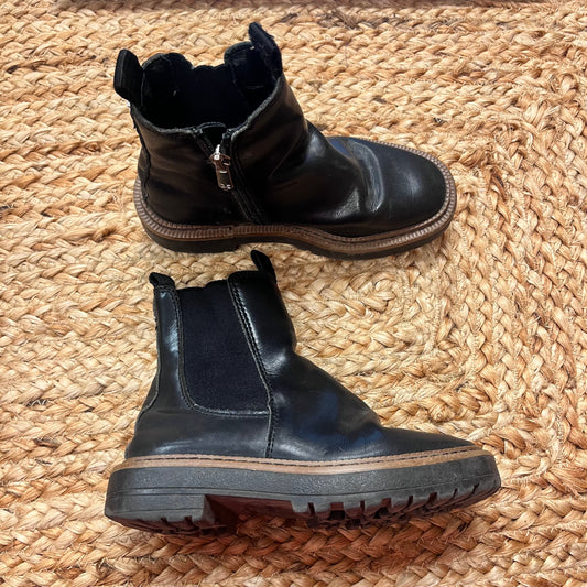 Black Leather Zip-Up Boots